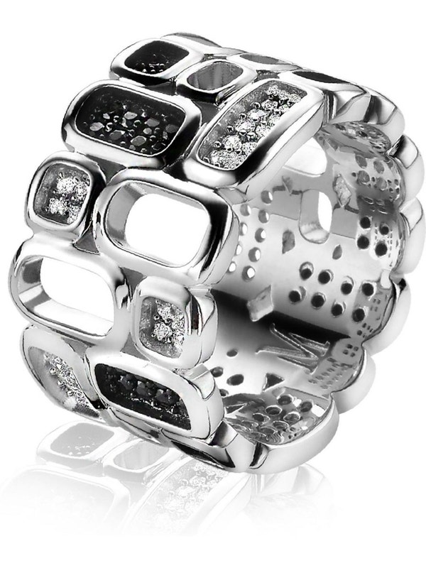 ZINZI MVR3Z Mart Visser zilveren ring met zwarte zirkonia 12,5 mm