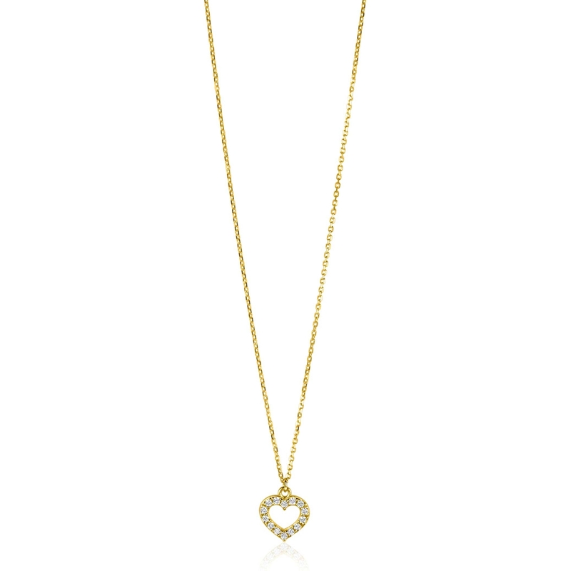 ZINZI ZGC450 14k gouden ketting met hartje zirkonia 42-42,5 cm