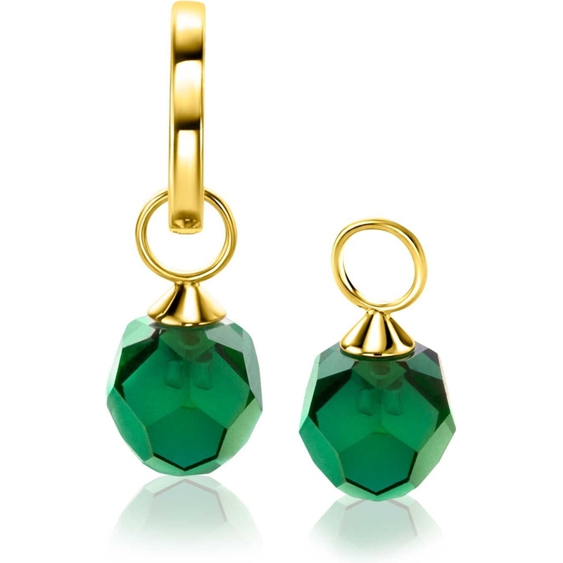 ZINZI ZGCH144G 14k gouden oorbedels met groene beads