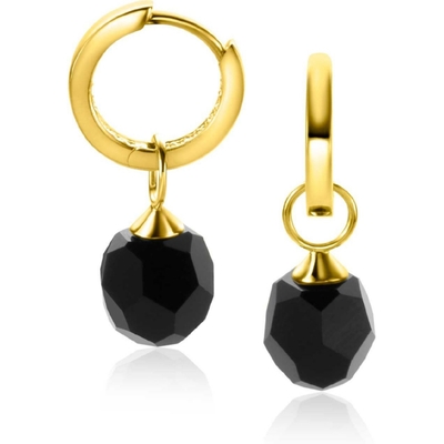 ZGCH144Z 14k gouden oorbedels met zwarte beads