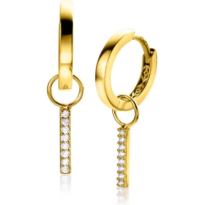 ZGCH387 14k gouden oorbedels staafje met zirkonia