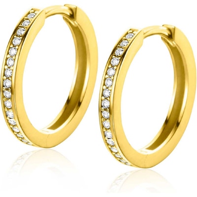 ZGO430Z 14k gouden klapcreolen met zirkonia 17 mm