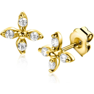 ZGO519 14k gouden oorknopjes bloem met zirkonia