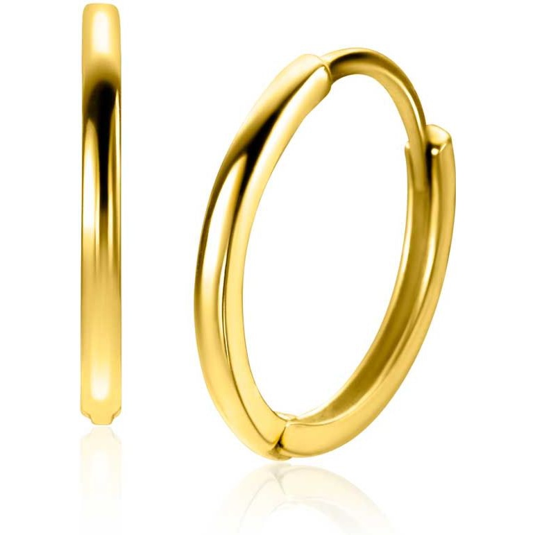 12mm ZINZI Gold 14 karaat gouden oorringen met luxe scharniersluiting 10 x 12mm ZGO524