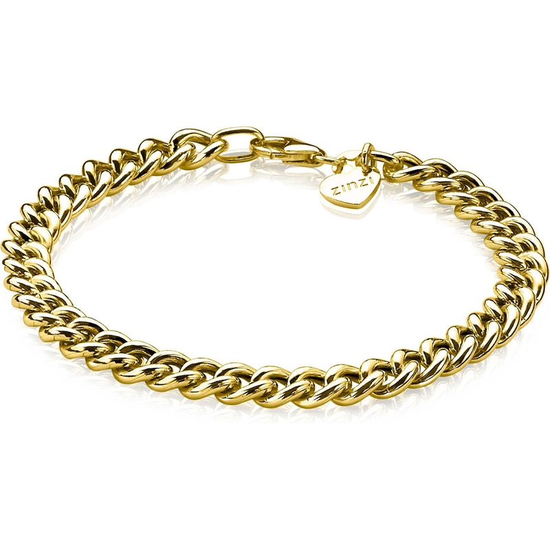 ZINZI zilveren gourmet armband geel verguld 65mm breed 19cm ZIA1056G