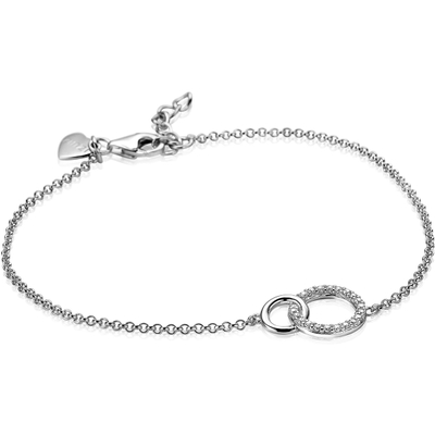 ZIA1782 Zilveren armband met rondjes en zirkonia 175-195 cm