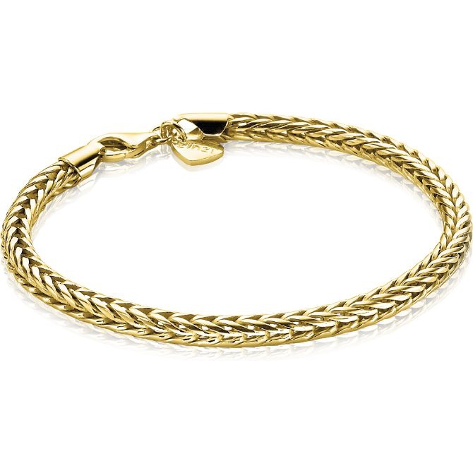 ZINZI zilveren vossenstaart armband 14K geel verguld 4mm breed ZIA1925G