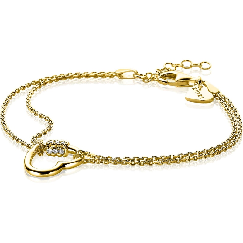 ZINZI ZIA2031 Goudkleurige armband met hartje zirkonia