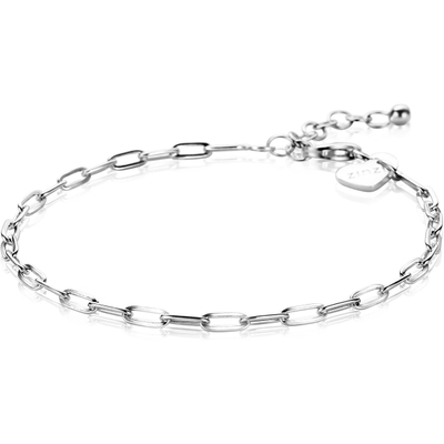 ZINZI ZIA2150 Zilveren paperclip schakelarmband 17-20 cm