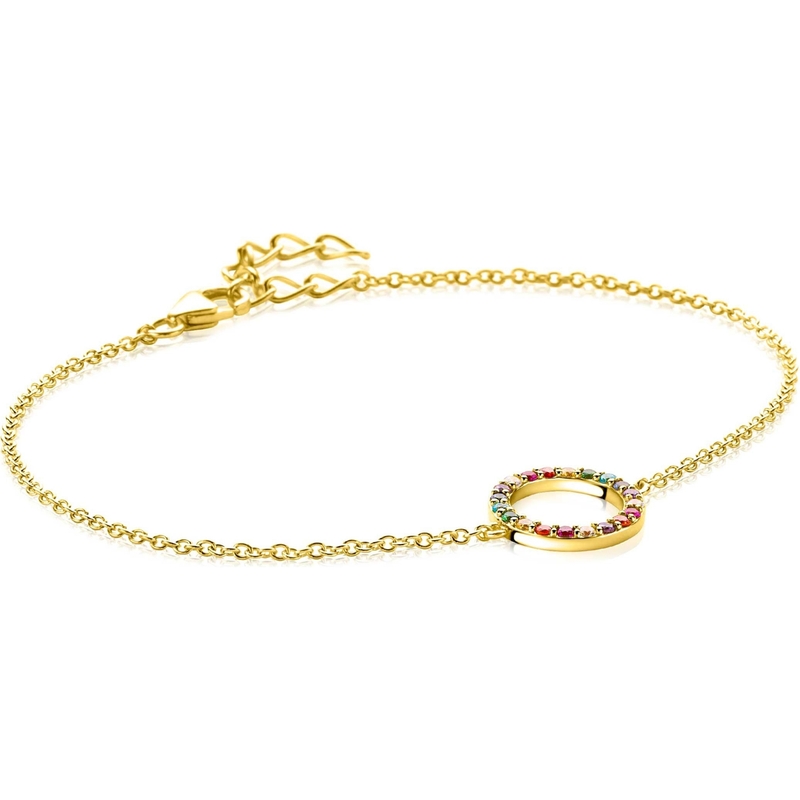 ZINZI ZIA2170 Goudkleurige armband regenboog kleurstenen