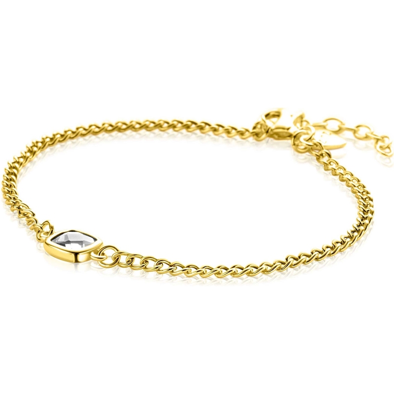 ZINZI ZIA2417Y Goudkleurige armband vierkant zirkonia