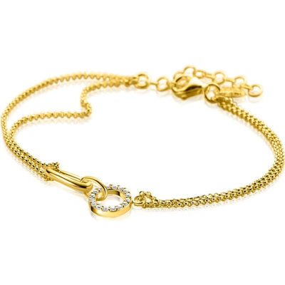 ZIA2463Y Goudkleurige armband met schakels zirkonia