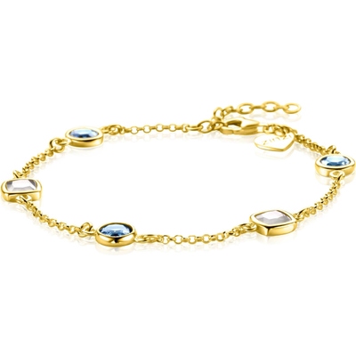 ZIA2526G Goudkleurige armband met blauw kleurstenen