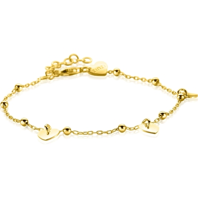 ZIA2531G Goudkleurige armband met hartjes 17-20 cm
