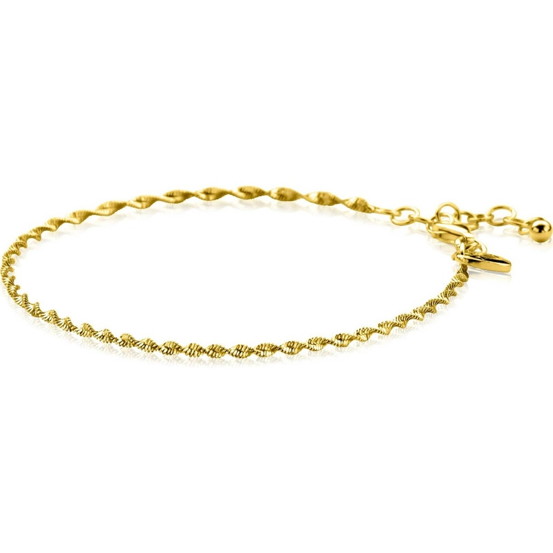 ZINZI gold plated zilveren singapore armband met glinsterende gedraaide schakels 19mm breed 17-20cm ZIA2585G