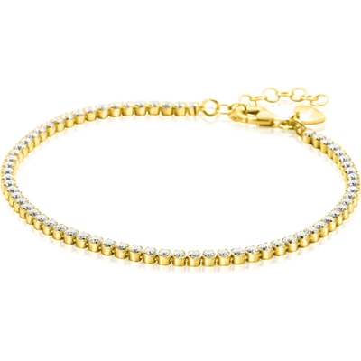 ZIA2590Y Goudkleurige tennisarmband met zirkonia 17 - 20 cm