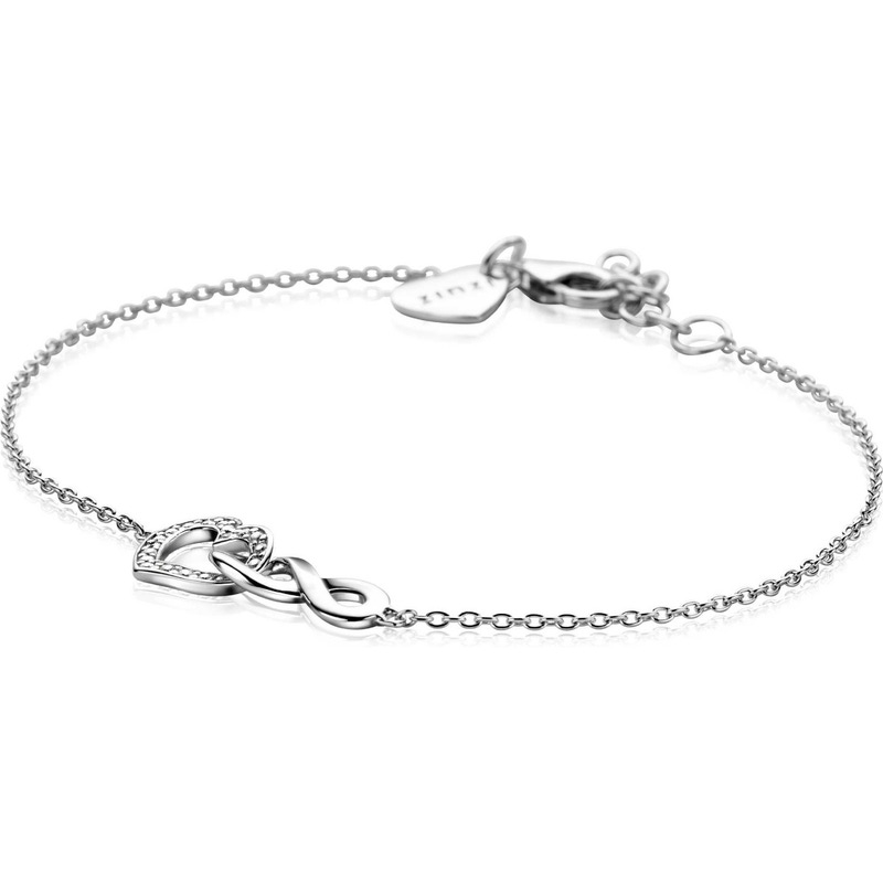ZINZI ZIA2596 Zilveren armband met infinity en hartje zirkonia