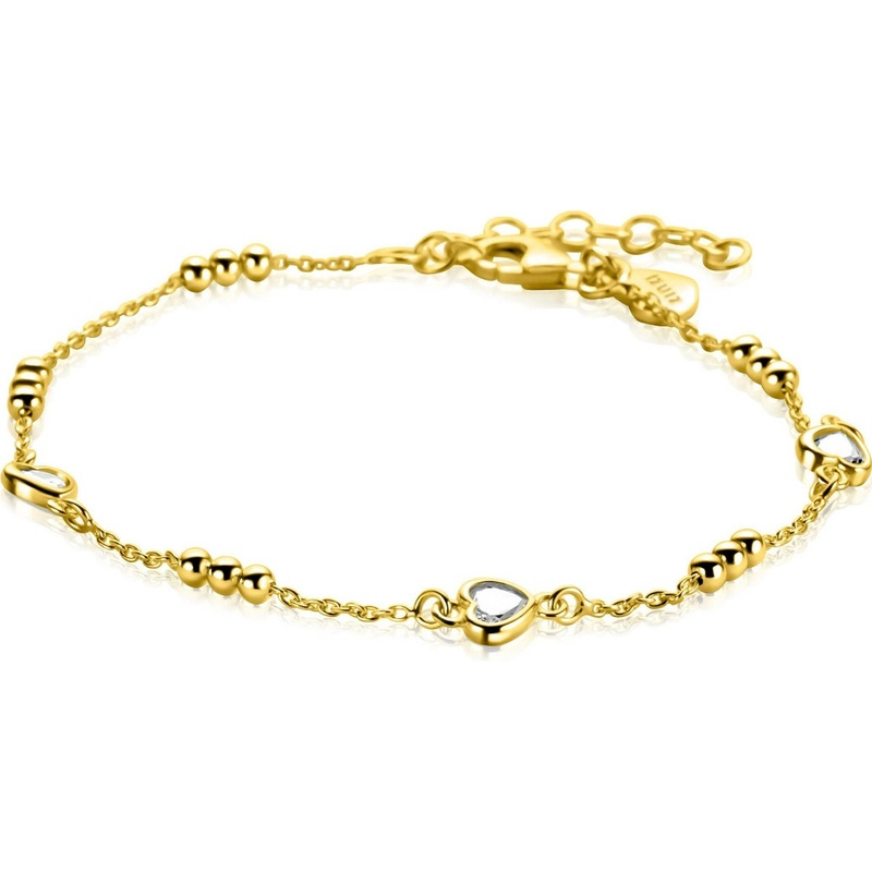 ZINZI ZIA2679 Goudkleurige armband met zirkonia hartjes
