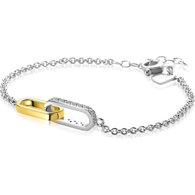 ZIA2758 Bicolor zilveren armband met schakels zirkonia