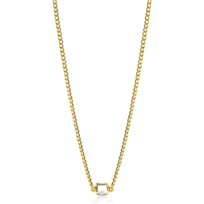 ZIC2417Y Goudkleurige ketting met vierkant zirkonia hanger