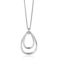 ZIC2489 Zilveren ketting met ovale hanger 70-73 cm