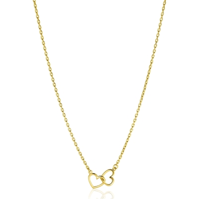 ZIC2513G Goudkleurige ketting met hartjes 40-45 cm