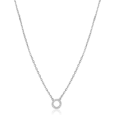 ZIC2550 Zilveren ketting met open rondje met zirkonia 40-45cm