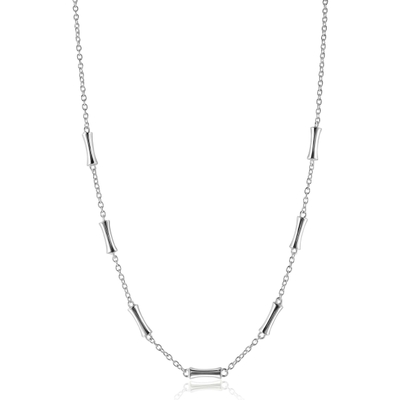 ZIC2577 Zilveren ketting met bamboe vormen 40-45 cm