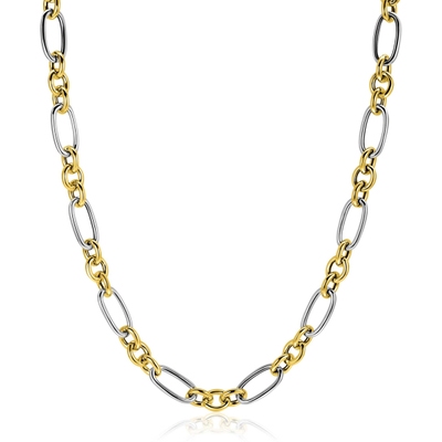 ZINZI ZIC2667 Zilveren bicolor schakelketting 45 cm