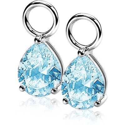 ZICH1302B Zilveren oorbedels blauw peervormig