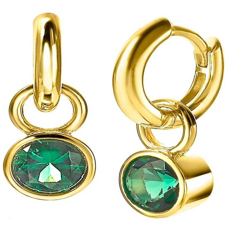 ZINZI ZICH1486GG Zilveren oorbedels met groene steen 7 mm