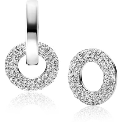 ZICH2446 Zilveren oorbedels met zirkonia 12 mm