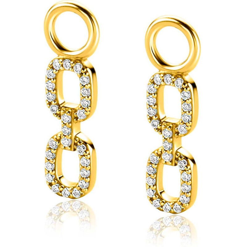 ZINZI ZICH2552Y Goudkleurige oorbedels schakel met zirkonia