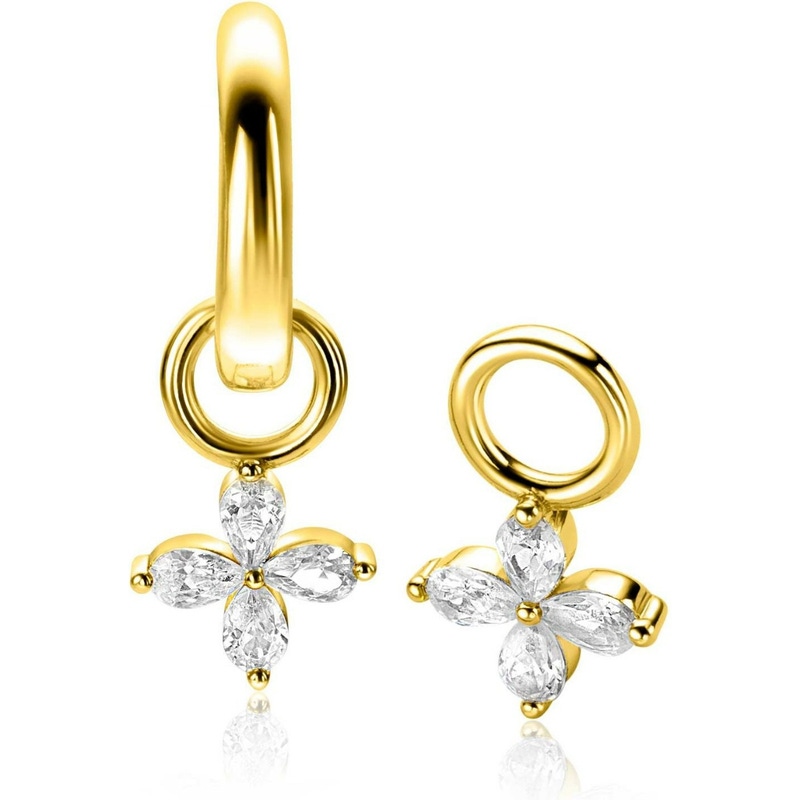 ZINZI ZICH2624 Goudkleurige oorbedels met bloem zirkonia