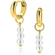 ZICH2734Y Goudkleurige oorbedels met parels 18 mm
