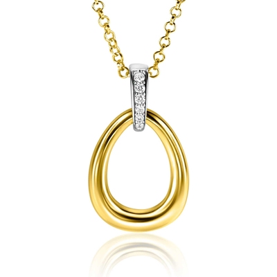 ZIH1709Y Goudkleurige hanger met zirkonia 26 mm