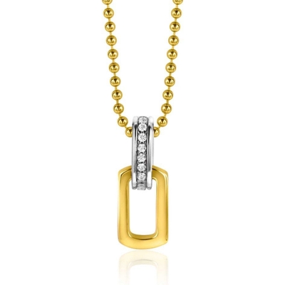 ZIH2297 Goudkleurige hanger ovaal met zirkonia