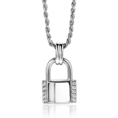 ZINZI ZIH2391 Zilveren hanger slotje met zirkonia