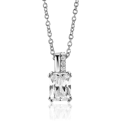 ZIH2392 Zilveren hanger hangoog zirkonia