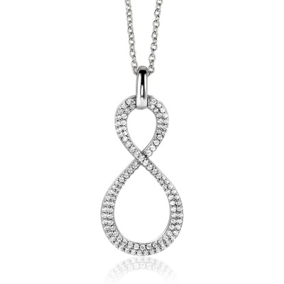 ZIH2570 Zilveren infinity hanger met zirkonia 355 mm