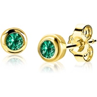 ZINZI ZIO-MEI Goudkleurige oorknopjes geboortesteen smaragd