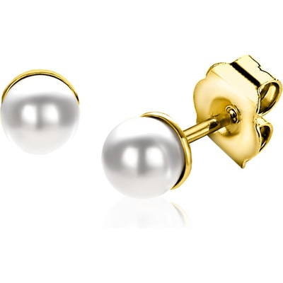 ZIO1317Y Goudkleurige oorknopjes met parel 6 mm