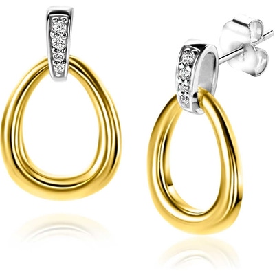 ZIO1709Y Goudkleurige oorhangers met zirkonia 19 mm