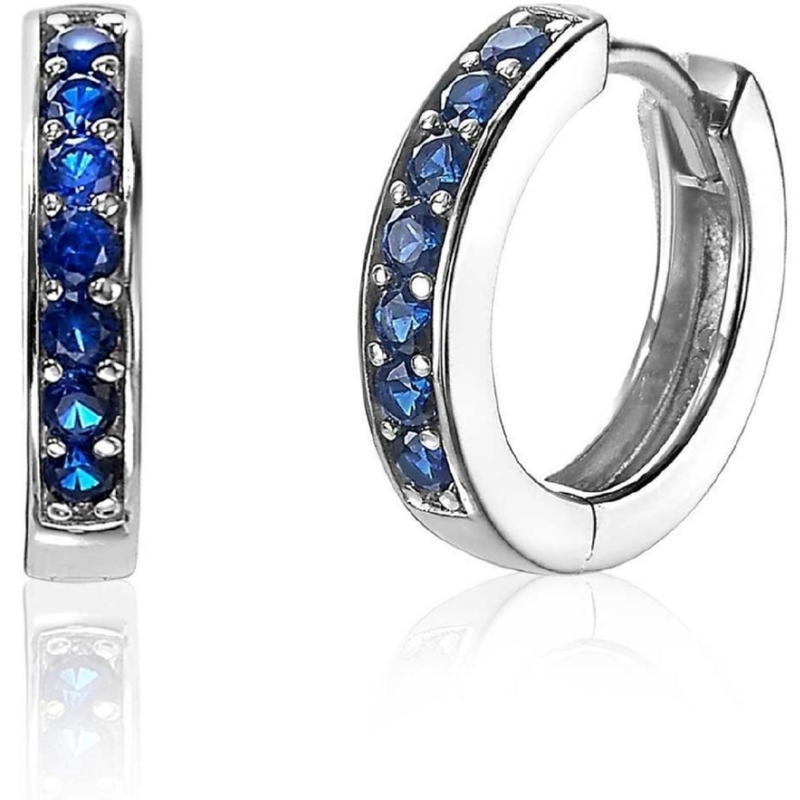 ZINZI ZIO191DB Zilveren oorringen met blauw zirkonia
