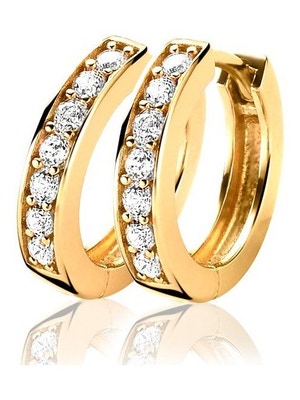 ZIO191Y Goudkleurige klapcreolen zirkonia 15x3 mm