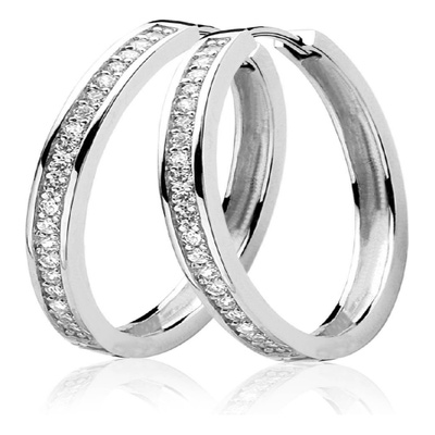 ZIO193Z Zilveren creolen met zirkonia 28 mm