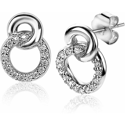 ZIO2045 Zilveren oorknopjes rondjes met zirkonia 109 mm