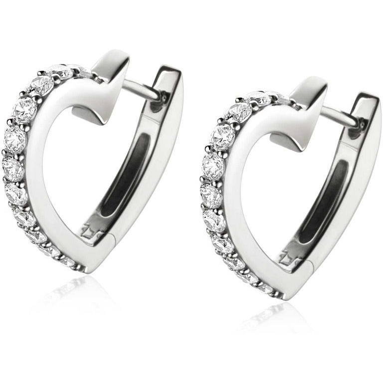 ZINZI ZIO2195Z Zilveren oorringen hartjes zirkonia 17 mm