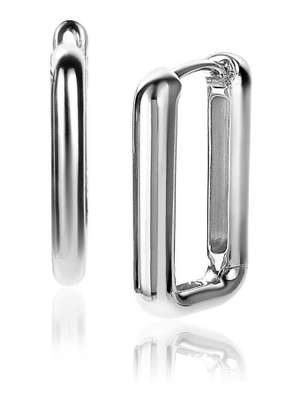 ZIO2221 Zilveren klapcreolen rechthoek 15 mm