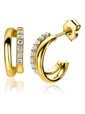 ZIO2254 Goudkleurige oorringen met zirkonia 15 mm